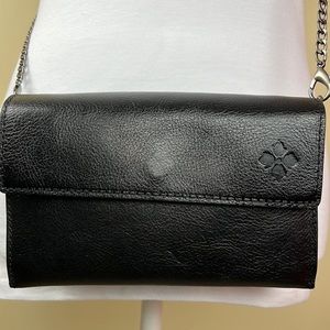 PATRICIA Nash Black Leather Chain Strap Crossbody